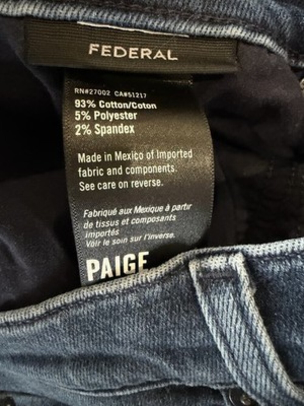 PAIGE Federal Slim Straight Leg Men's Jeans in Dark Blue Wash Size 36x32 - Picture 3 of 5